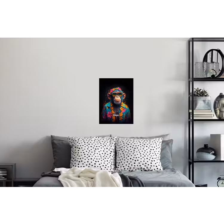 Chimpansee met Hawaii blouse Muursticker klein -slaapkamer