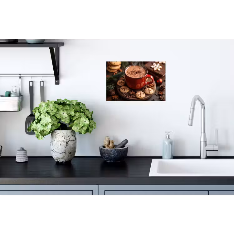 Chocolademelk - Mok - Winter - Kerst - Gezelligheid Muursticker klein -keuken