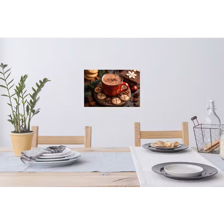 Chocolademelk - Mok - Winter - Kerst - Gezelligheid Muursticker klein -eettafel