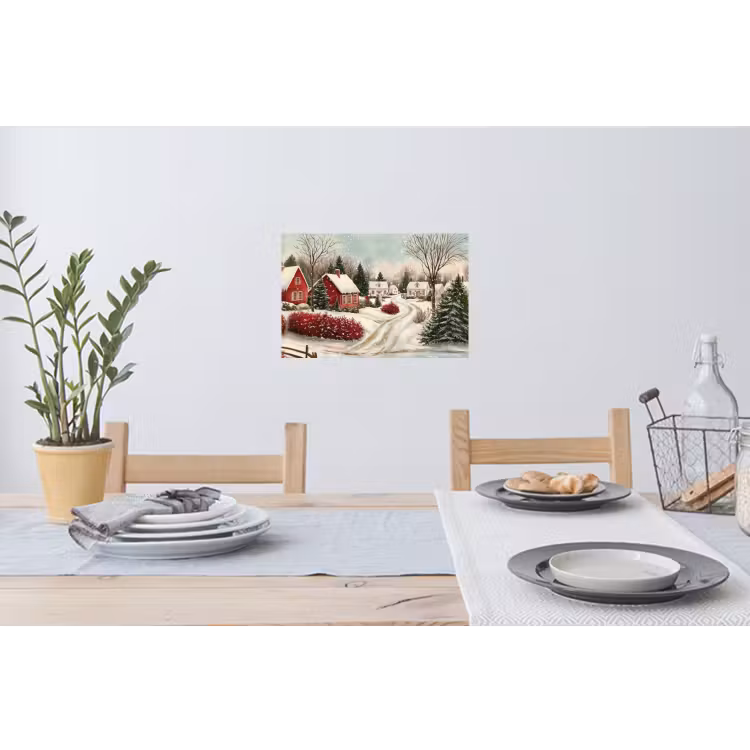 Kerstsfeer - Landelijk - Rood Muursticker klein -eettafel