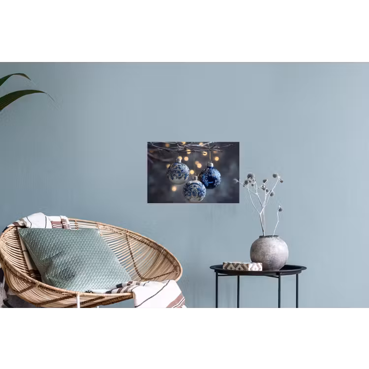 Kerstbal - Versierd - Blauw Muursticker klein -plant
