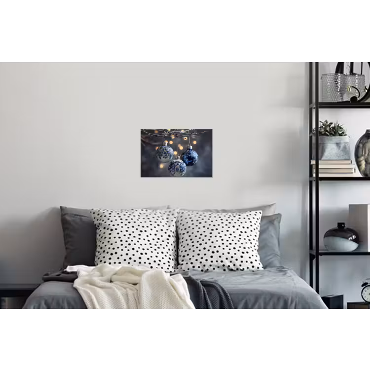 Kerstbal - Versierd - Blauw Muursticker klein -slaapkamer