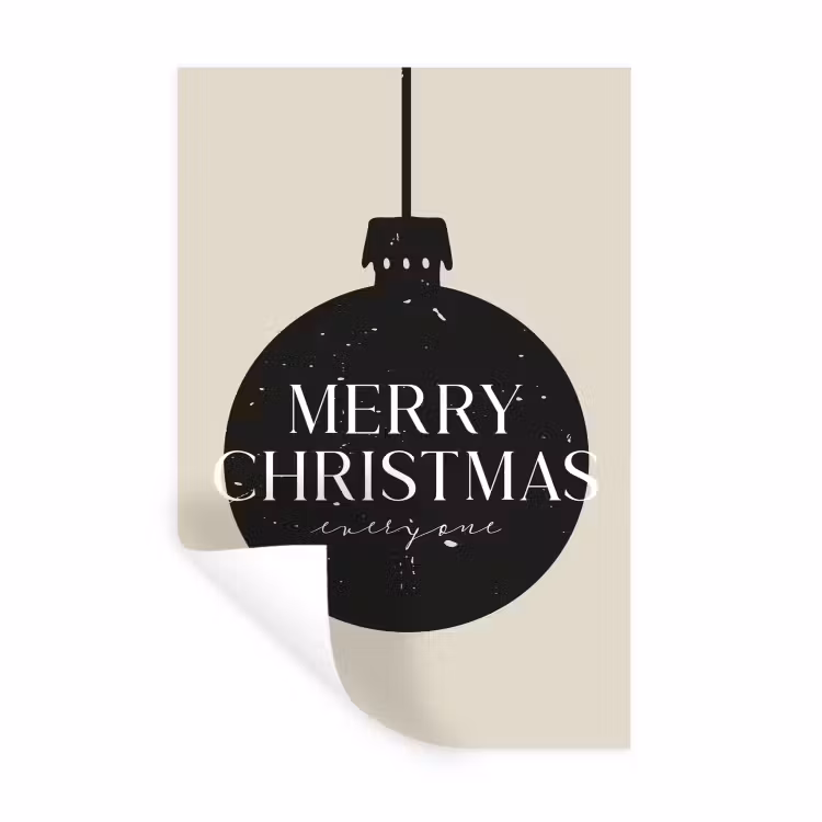 Kerstballen - Japandi - Christmas - Zwarte kerstballen Muursticker klein -3d