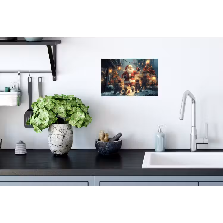 Kerstvreugde - Sneeuw - Kleurrijk Muursticker klein -keuken