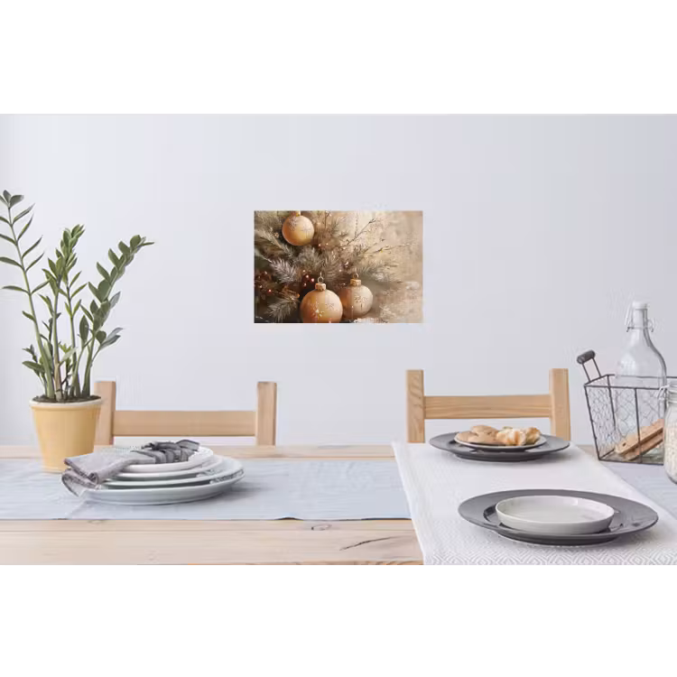 Kerst - Kerstballen - Beige - Goud Muursticker klein -eettafel