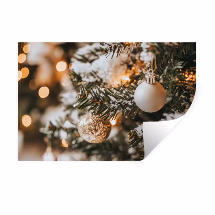 Kerst - Kerstboom - Winter - Binnen - Sneeuw Muursticker klein -3d