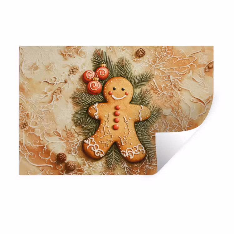 Kerstmis - Koekje - Poppetje - Speculaas Muursticker klein -3d