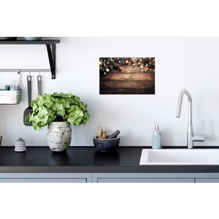 Kerstdecoratie - Houten - Dennenappel - Bruin Muursticker klein -keuken