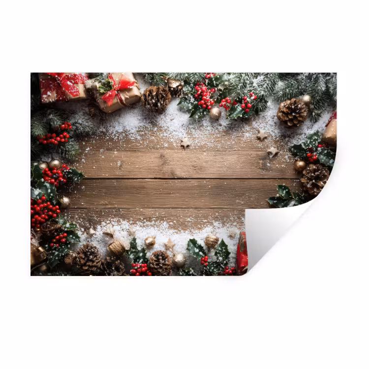 Kerstdecoratie - Geschenken - Hout - Veelkleurig Muursticker klein -3d