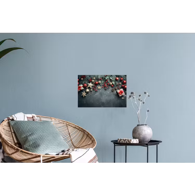 Kerstomlijsting - Hulst - Kleurrijk Muursticker klein -plant