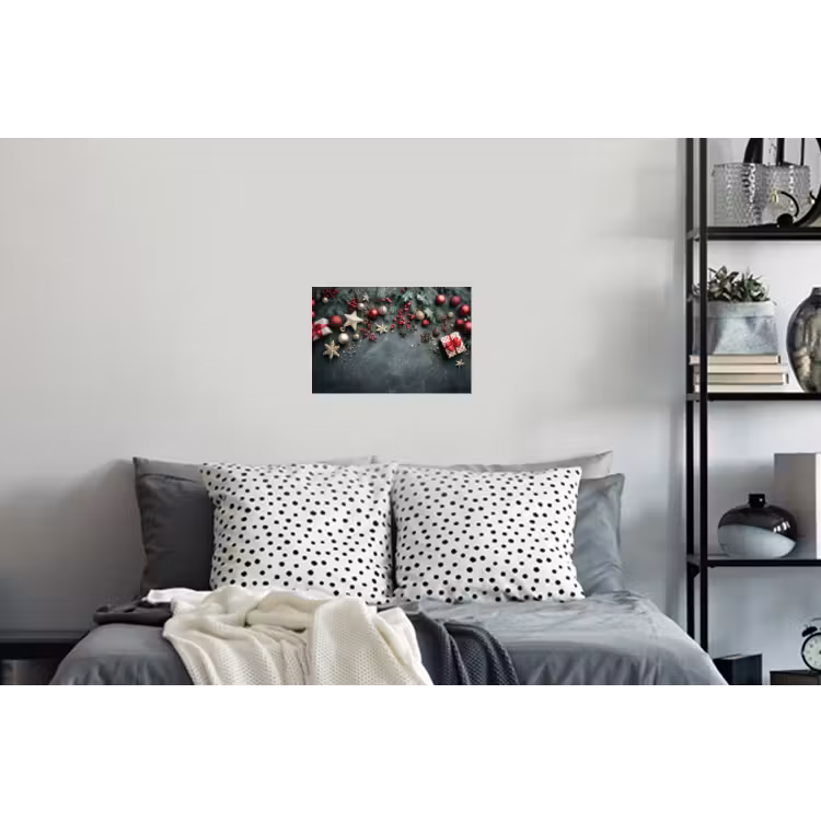 Kerstomlijsting - Hulst - Kleurrijk Muursticker klein -slaapkamer