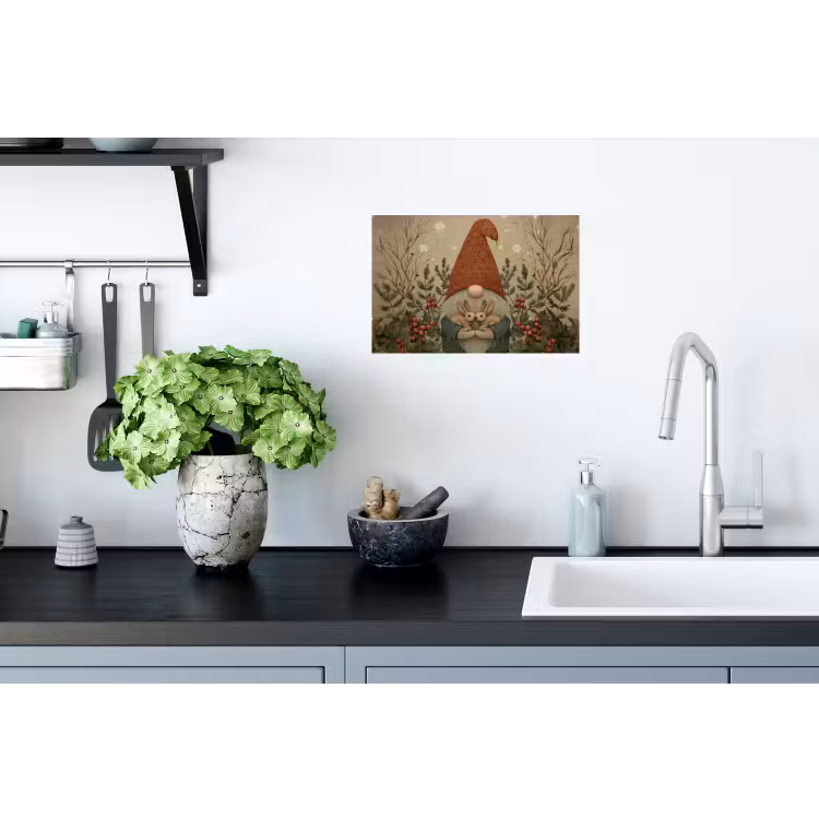 Kerstgnome - Konijntjes - Kleurrijk Muursticker klein -keuken