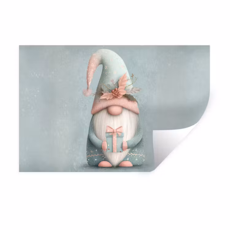 Kerstgnome - Cadeau - Groen Muursticker klein -3d