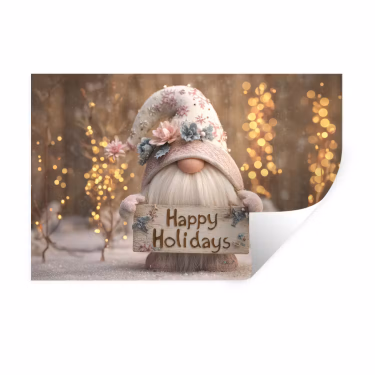 Kerst - Gnome - Bord - Kleurrijk Muursticker klein -3d