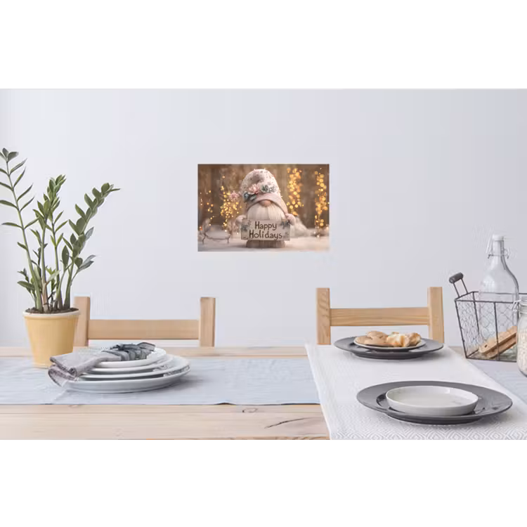 Kerst - Gnome - Bord - Kleurrijk Muursticker klein -eettafel