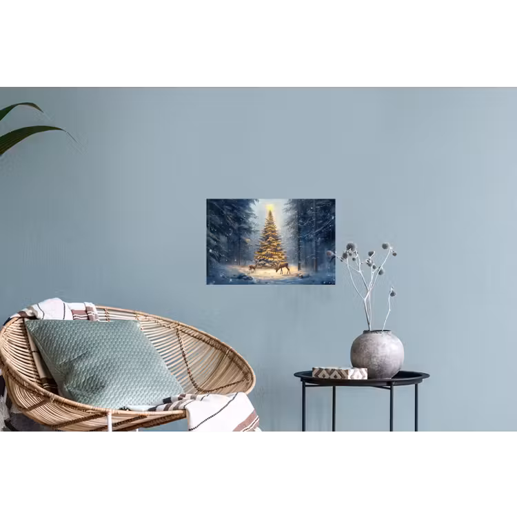 Kerstlicht - Woud - Hert - Donker Muursticker klein -plant