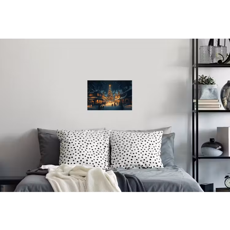 Kerstfeest - Dorp - Donker Muursticker klein -slaapkamer