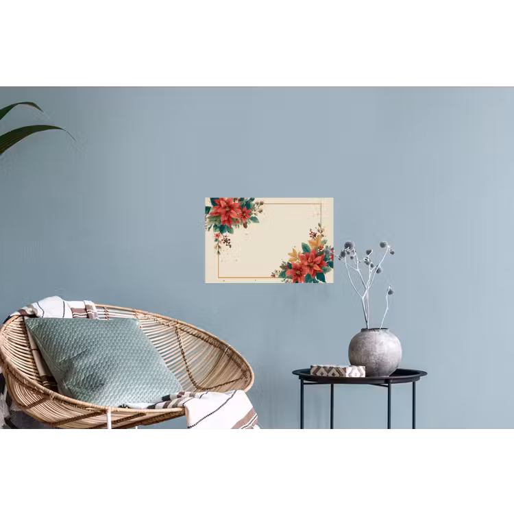 Kerst - Poinsettia - Omlijsting - Kleurrijk Muursticker klein -plant