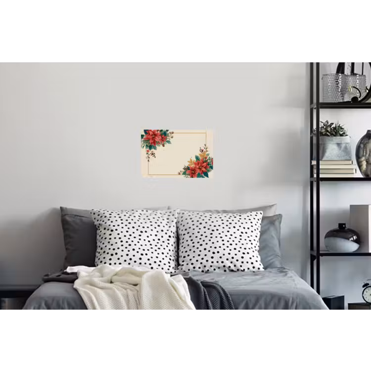 Kerst - Poinsettia - Omlijsting - Kleurrijk Muursticker klein -slaapkamer