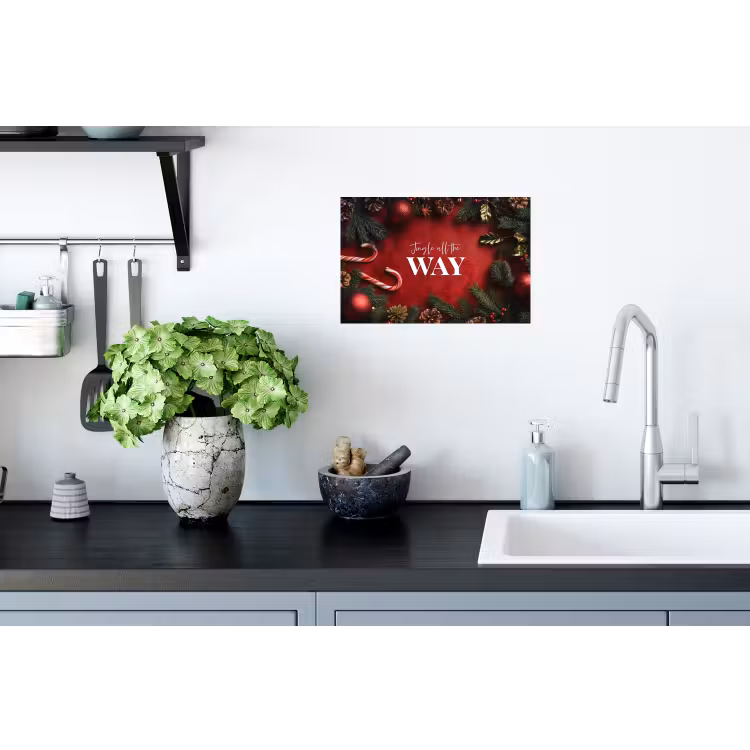 Kerst - Quote - Rood - Kerstballen Muursticker klein -keuken