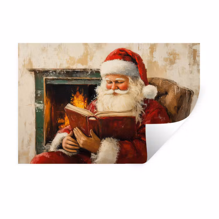Kerst - Kerstman - Winter - Open Haard Muursticker klein -3d