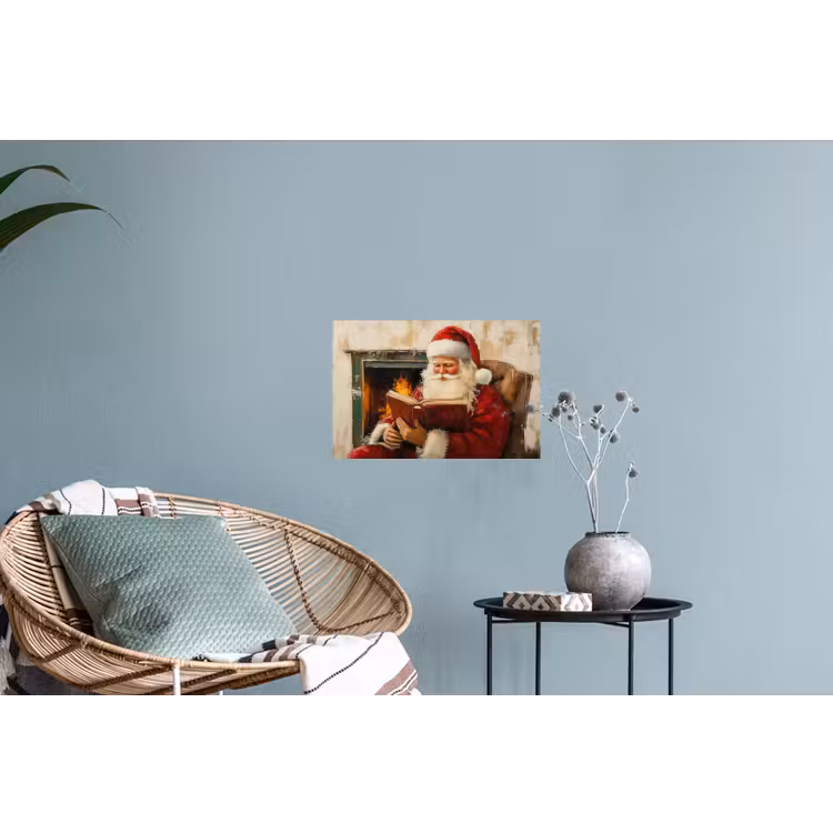 Kerst - Kerstman - Winter - Open Haard Muursticker klein -plant