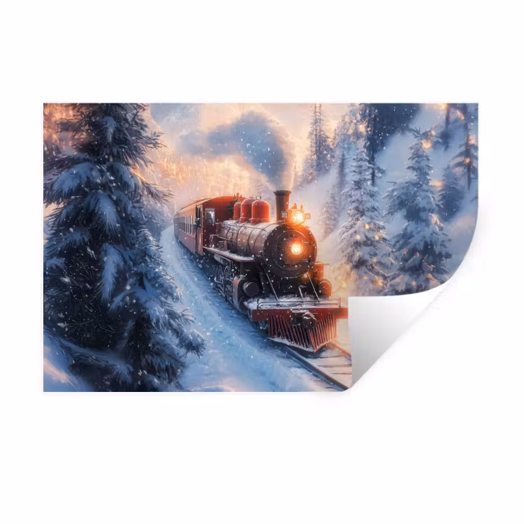 Kersttrein - Sneeuw - Winter - Kerst Muursticker klein -3d