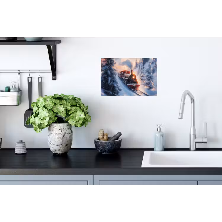 Kersttrein - Sneeuw - Winter - Kerst Muursticker klein -keuken