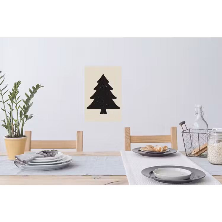 Kerstboom - Zwarte kerstboom - Boom - Japandi Muursticker klein -eettafel