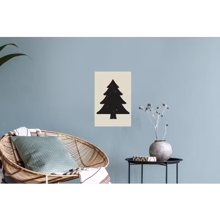 Kerstboom - Zwarte kerstboom - Boom - Japandi Muursticker klein -plant