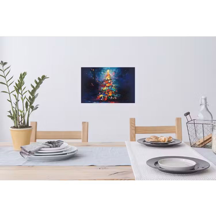 Kerstboom - Kerst - Abstract - Kleurrijk Muursticker klein -eettafel