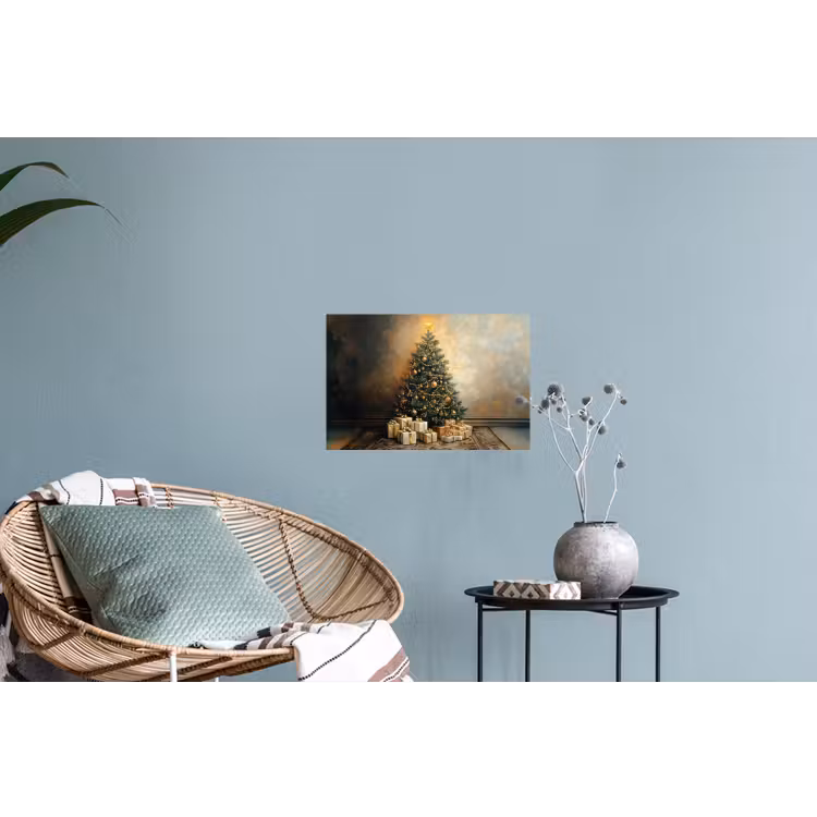 Kerstboom - Cadeaus - Goud Muursticker klein -plant