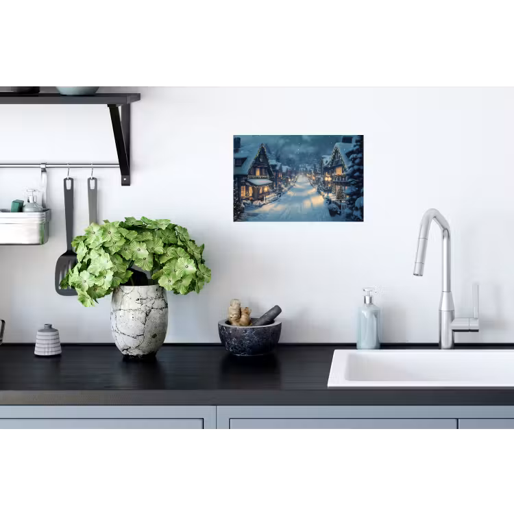 Kerstdorp - Kerst - Sneeuw - Winter Muursticker klein -keuken
