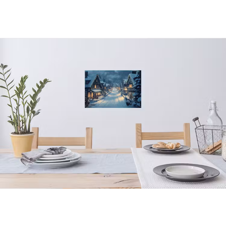 Kerstdorp - Kerst - Sneeuw - Winter Muursticker klein -eettafel