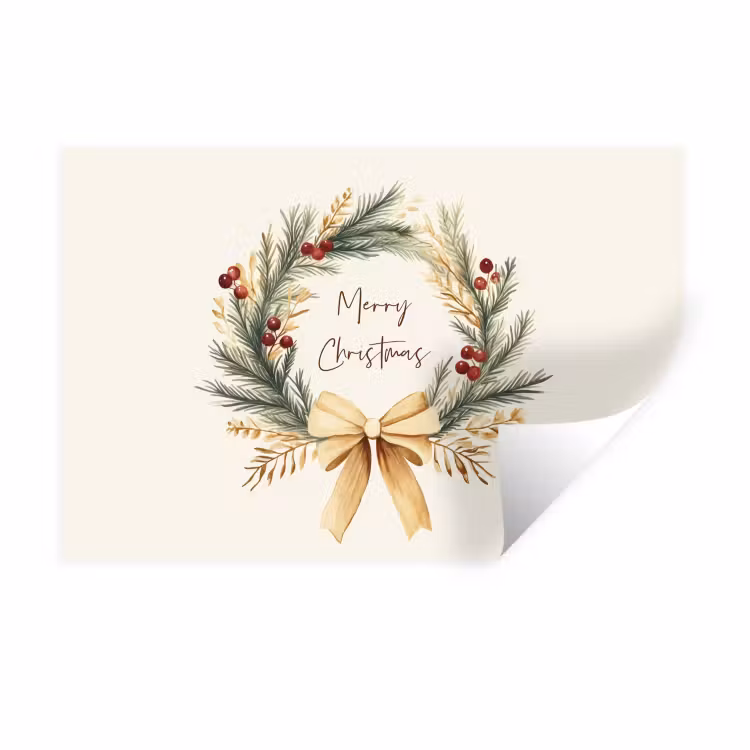 Kerstkrans - Kerst - Goud - Beige Muursticker klein -3d