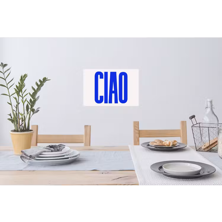 Ciao - Hoofdletters - Blauw - Minimalistisch Muursticker klein -eettafel