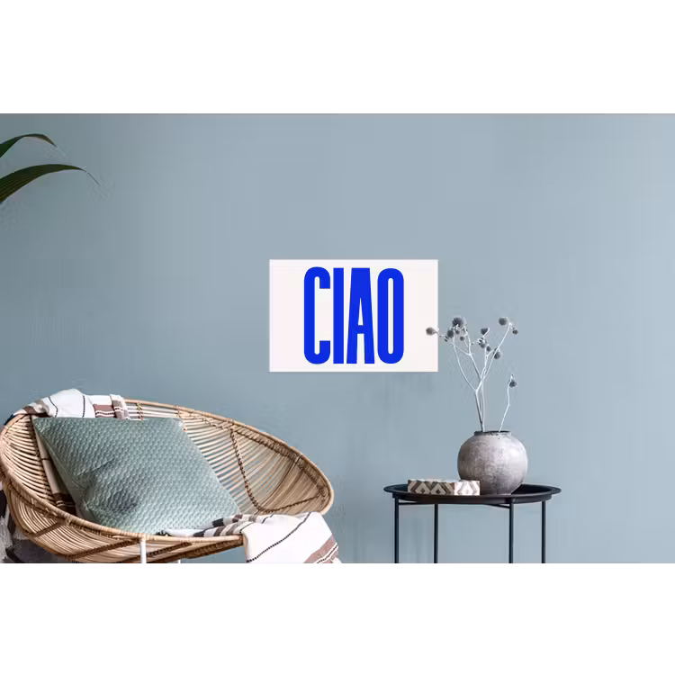 Ciao - Hoofdletters - Blauw - Minimalistisch Muursticker klein -plant