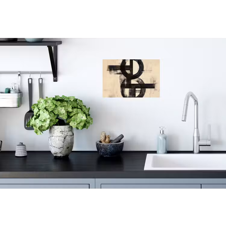 Cirkels - Balken - Zwart - Abstract Muursticker klein -keuken