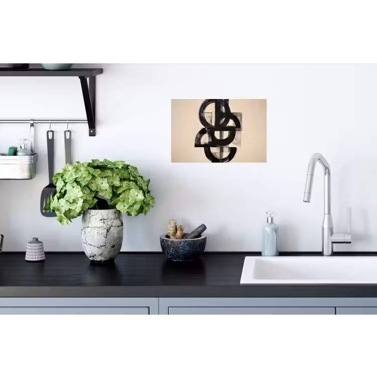 Cirkels - Lijnen - Vormen - Zwart Muursticker klein -keuken