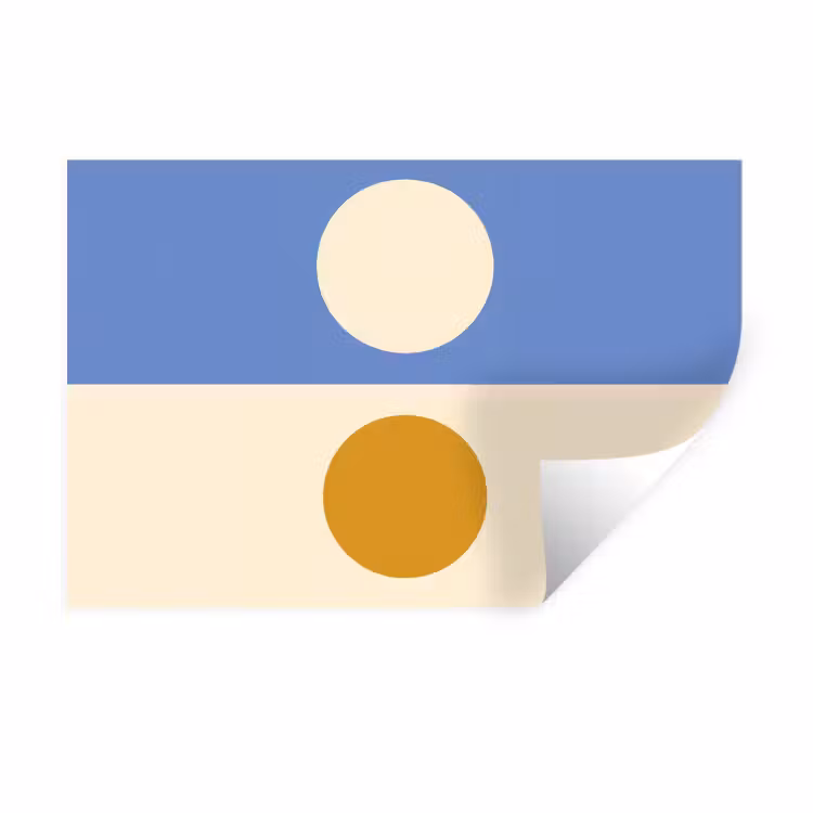 Cirkels - Symmetrisch - Wit - Blauw- Geel Muursticker klein -3d