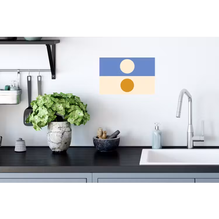 Cirkels - Symmetrisch - Wit - Blauw- Geel Muursticker klein -keuken