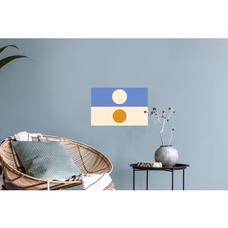 Cirkels - Symmetrisch - Wit - Blauw- Geel Muursticker klein -plant