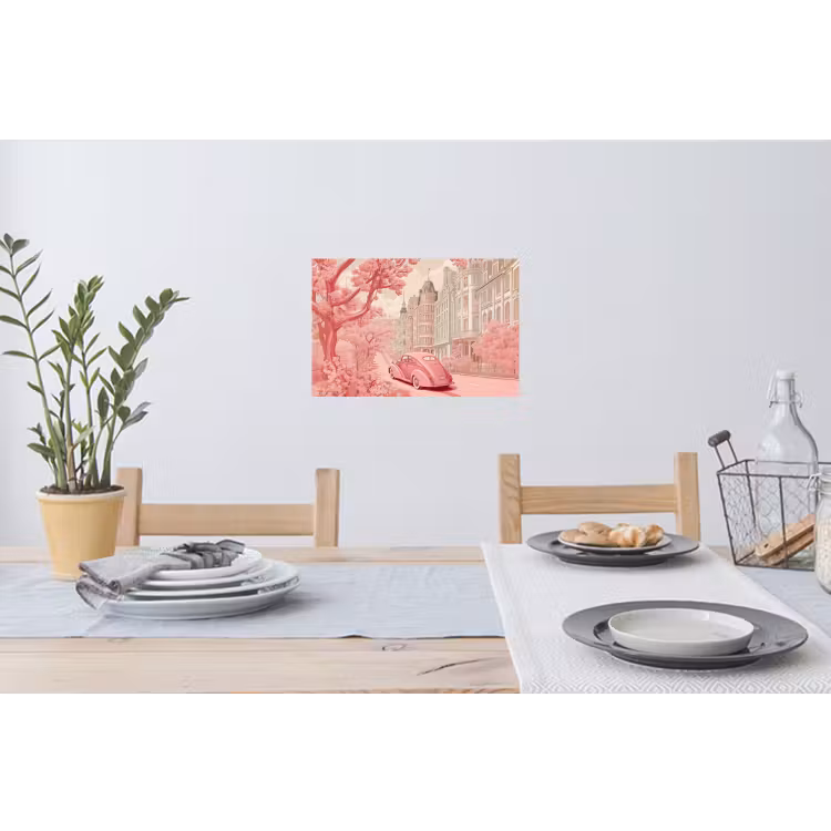 City - Car - Pink Muursticker klein -eettafel