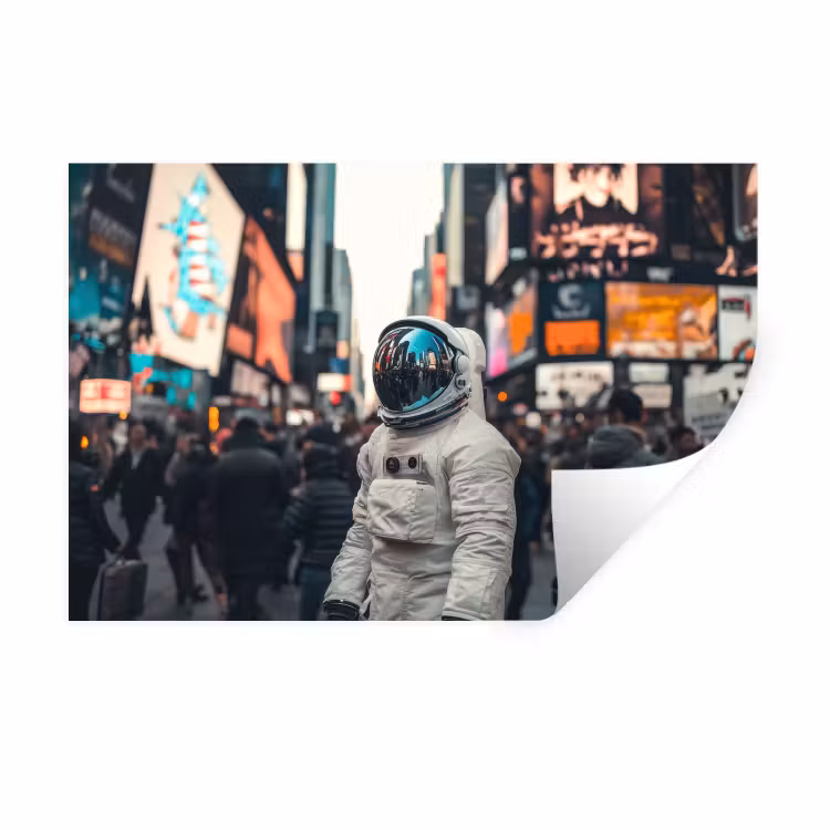 Stad - Mensen - Astronaut - Wit Muursticker klein -3d