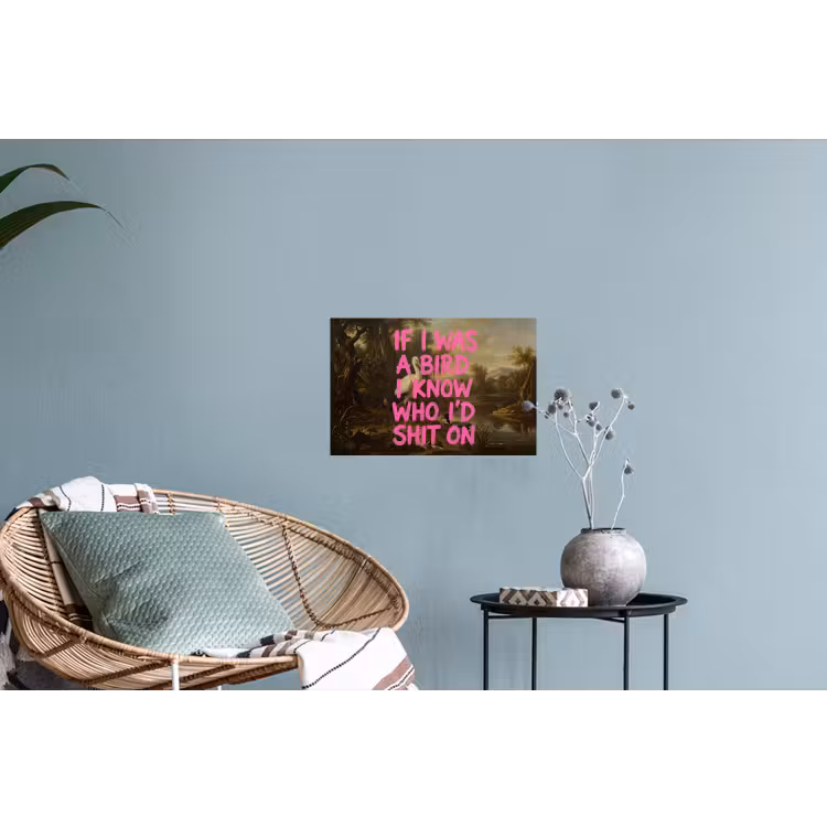 Klassiek - Humor - Roze Muursticker klein -plant