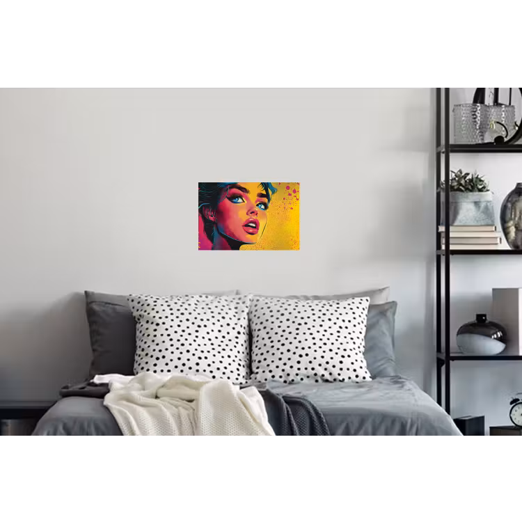 Close-up - Vrouwengezicht - Stippen - Geel Muursticker klein -slaapkamer