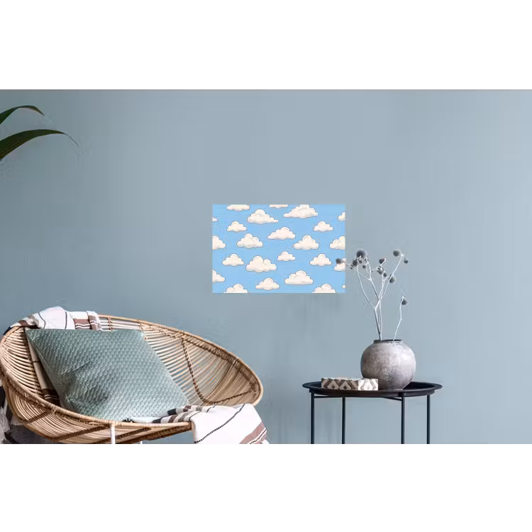 Wolk - Cartoon - Lucht - Blauw - Wit Muursticker klein -plant