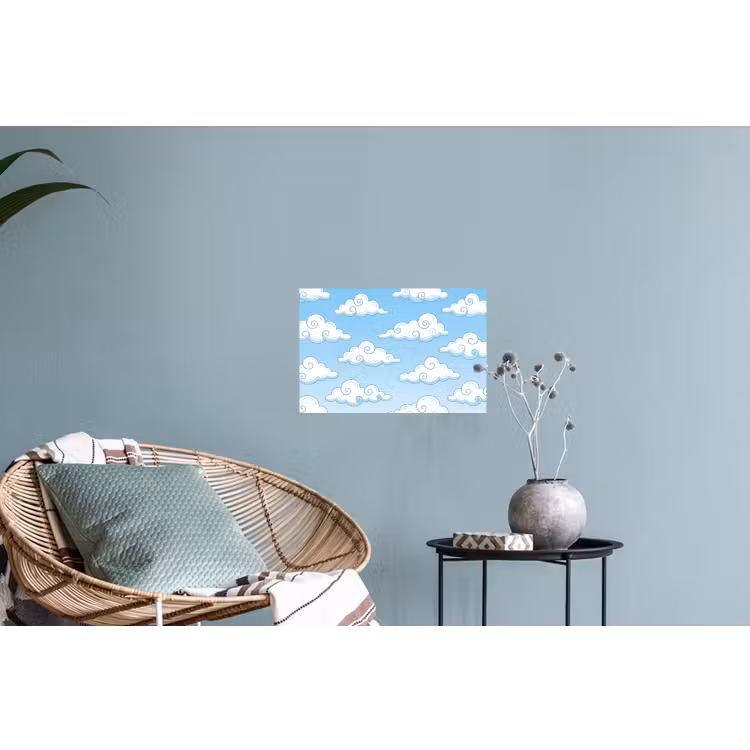 Wolk - Lucht - Cartoon - Blauw - Wit Muursticker klein -plant