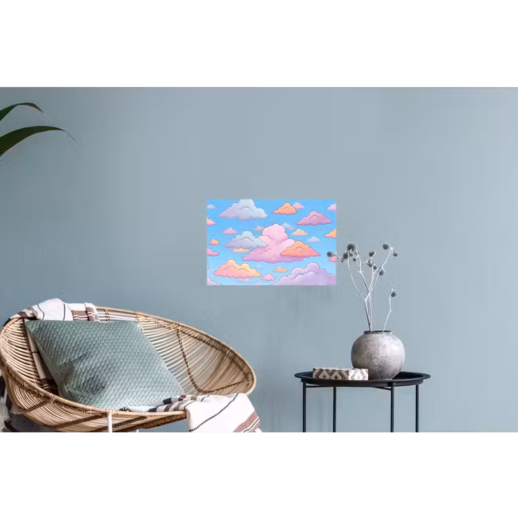Wolk - Lucht - Natuur - Illustratie - Pastel Muursticker klein -plant