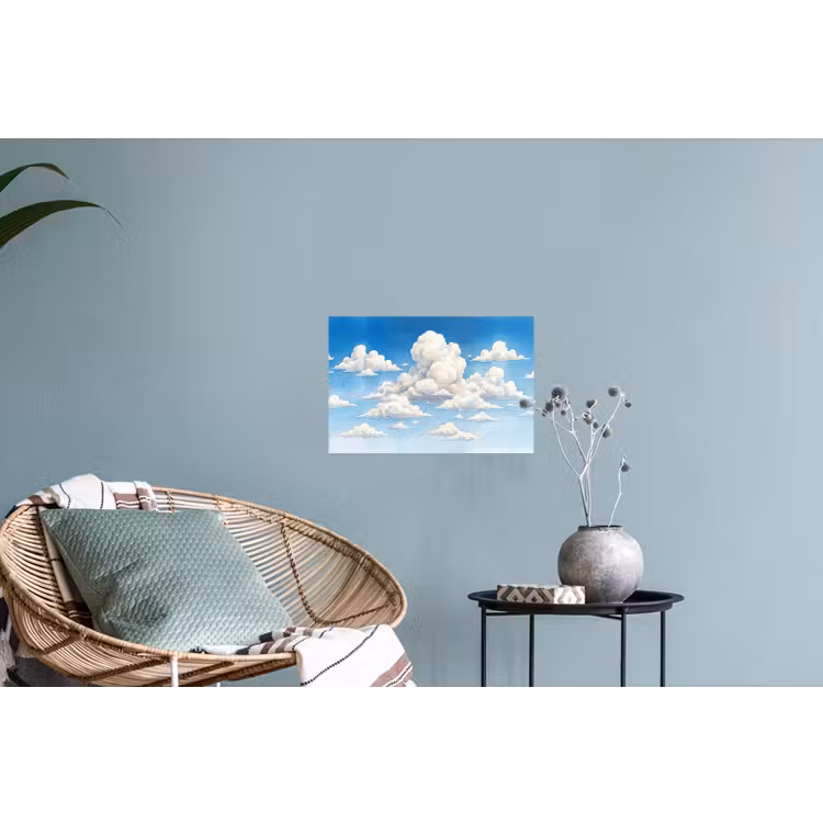 Wolken - Blauwe lucht - Natuur - Modern - Wit Muursticker klein -plant
